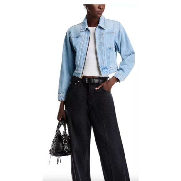 NWT MOTHER The Duo Short Denim Jacket XS - Picture 2 of 12